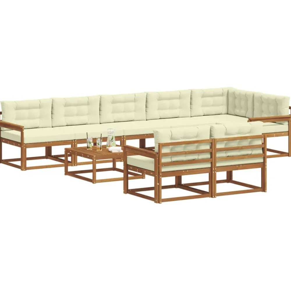 vidaXL Conjuntos De Muebles-Conjunto de sofás de exterior con cojín 9 pcs