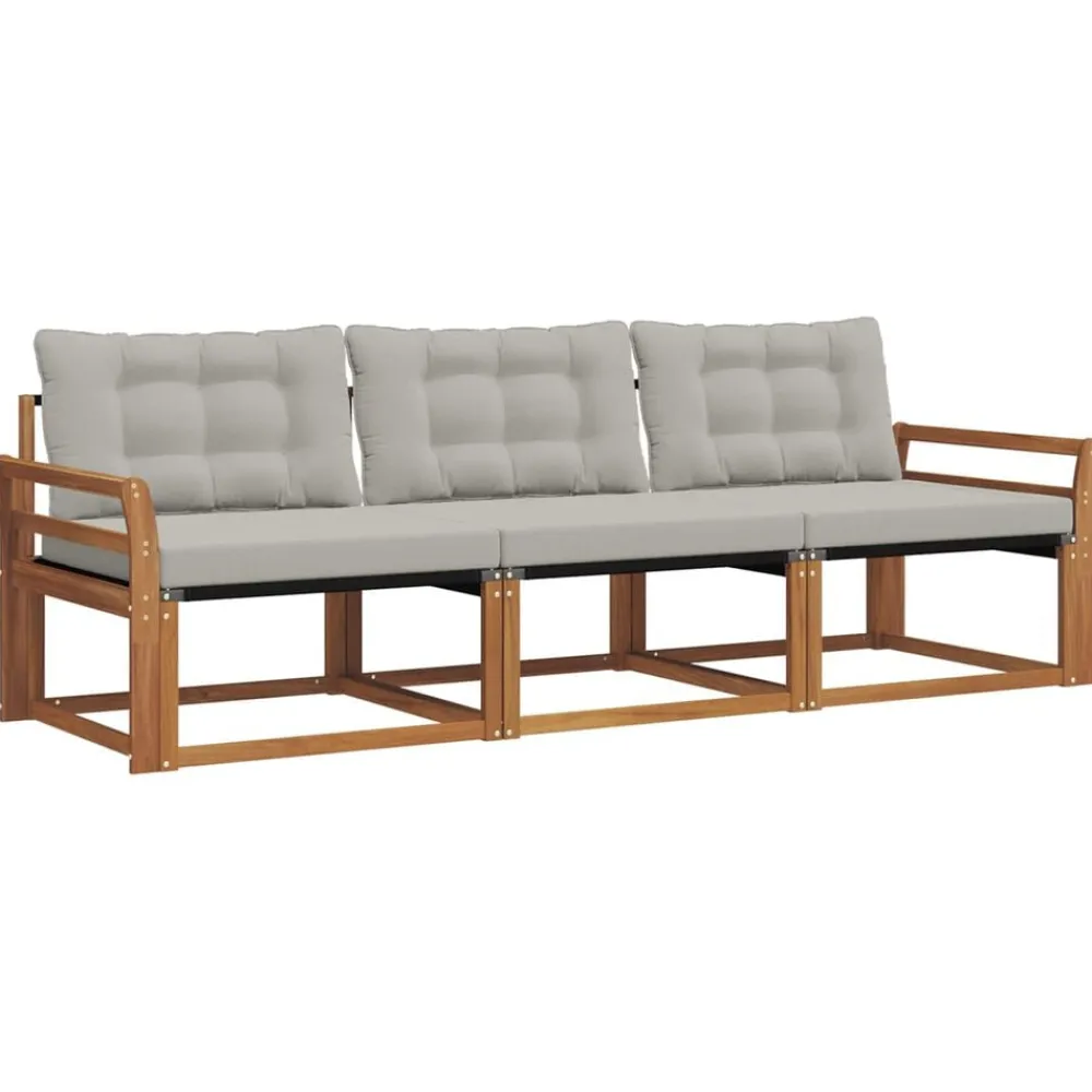 vidaXL Conjunto de sofás de exterior 3 pcs Gris Natural y Claro Gris claro y natural