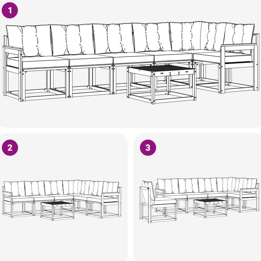 vidaXL Conjunto de sofás de exterior con cojín 7 pcs Natural y beige Best