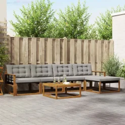 vidaXL Conjunto de sofás de exterior 6 pcs Gris Natural y Claro Gris claro y natural Sale