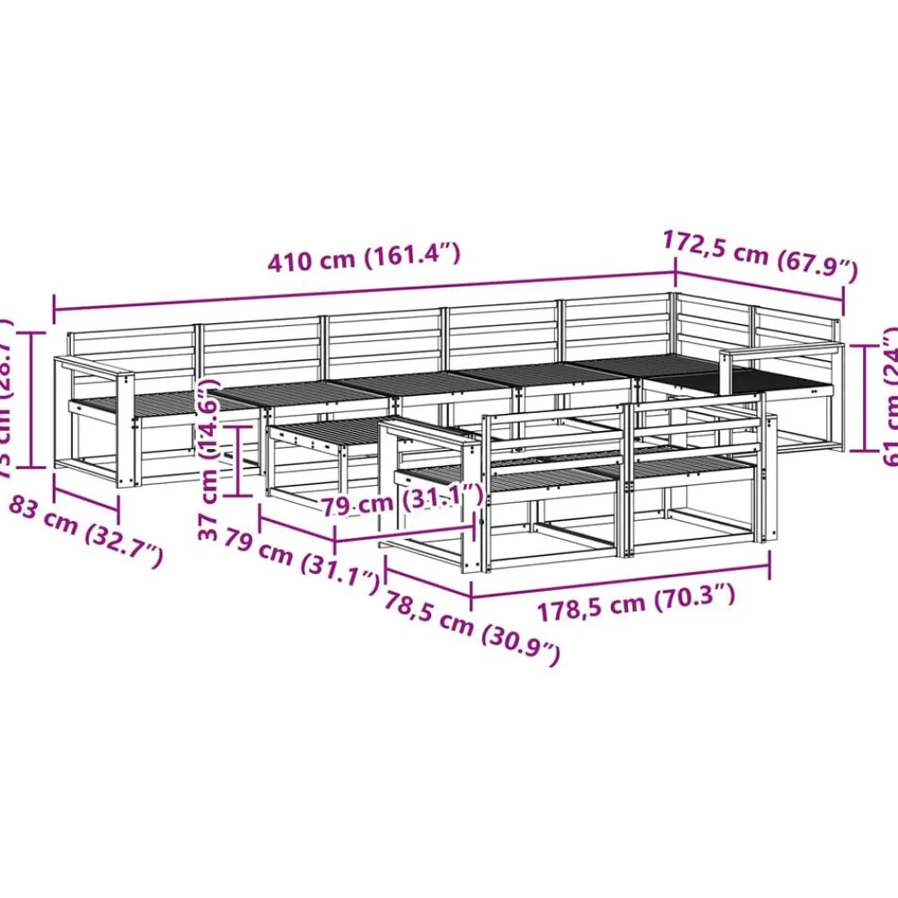 vidaXL Conjuntos De Muebles-Conjunto de sofás de exterior 9 pcs