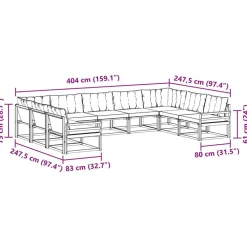 vidaXL Conjunto de sofás de exterior con cojín 9 pcs Natural y beige Clearance