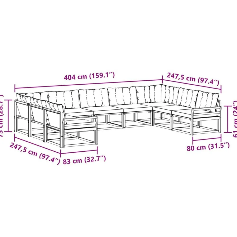 vidaXL Conjunto de sofás de exterior con cojín 9 pcs Natural y beige Clearance