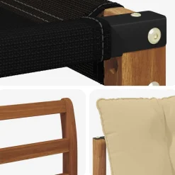 vidaXL Conjunto de sofás de exterior con cojín 9 pcs Natural y beige Clearance