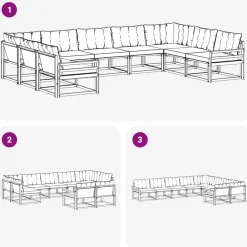 vidaXL Conjunto de sofás de exterior con cojín 9 pcs Natural y beige Clearance