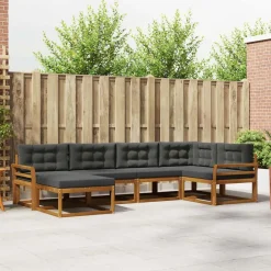 vidaXL Conjunto de sofás de exterior 6 pcs Natural y antracita Clearance