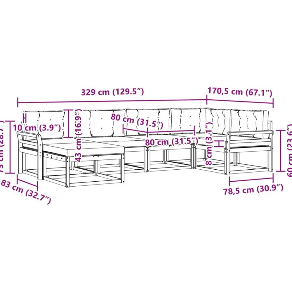 vidaXL Conjunto de sofás de exterior 6 pcs Natural y antracita Clearance