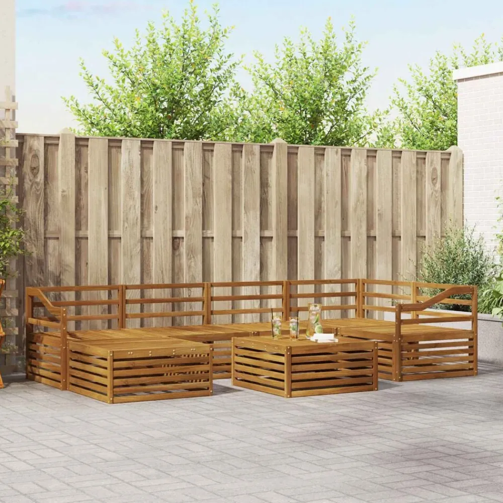 vidaXL Conjunto de sofás de exterior 7 pcs Natural Best