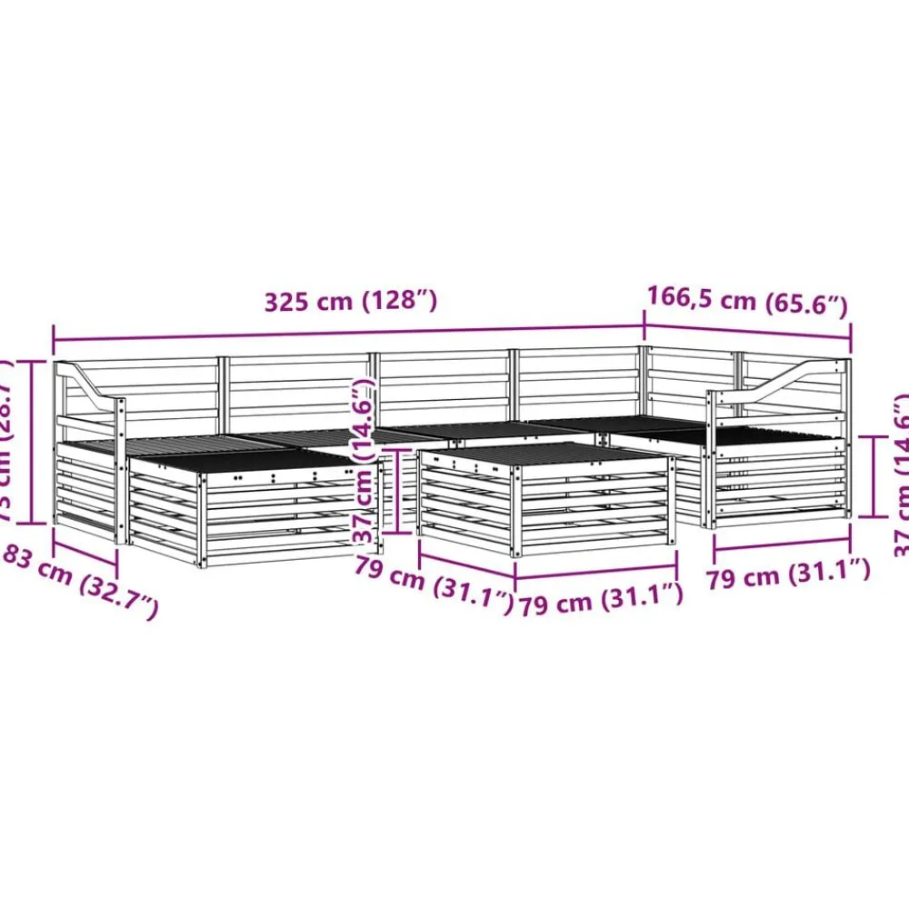 vidaXL Conjunto de sofás de exterior 7 pcs Natural Best