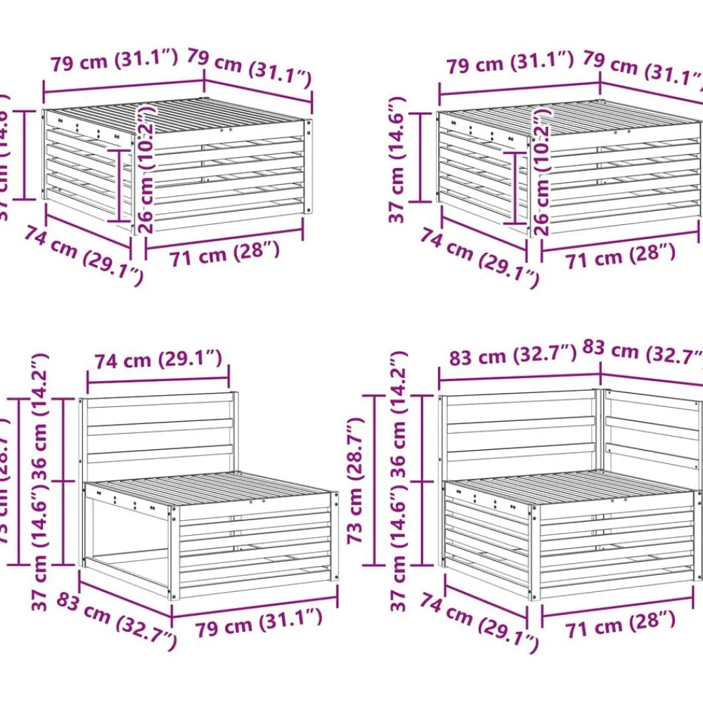 vidaXL Conjunto de sofás de exterior 7 pcs Natural Best