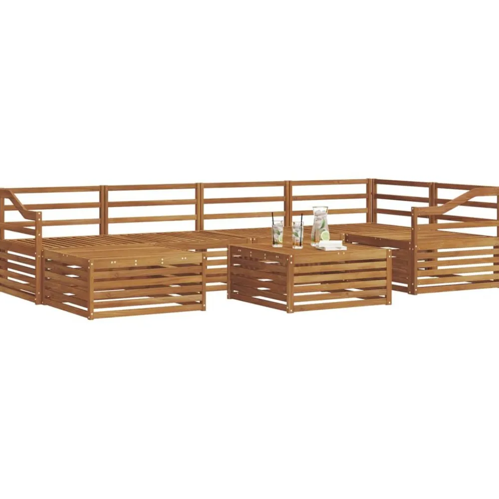 vidaXL Conjunto de sofás de exterior 7 pcs Natural Best