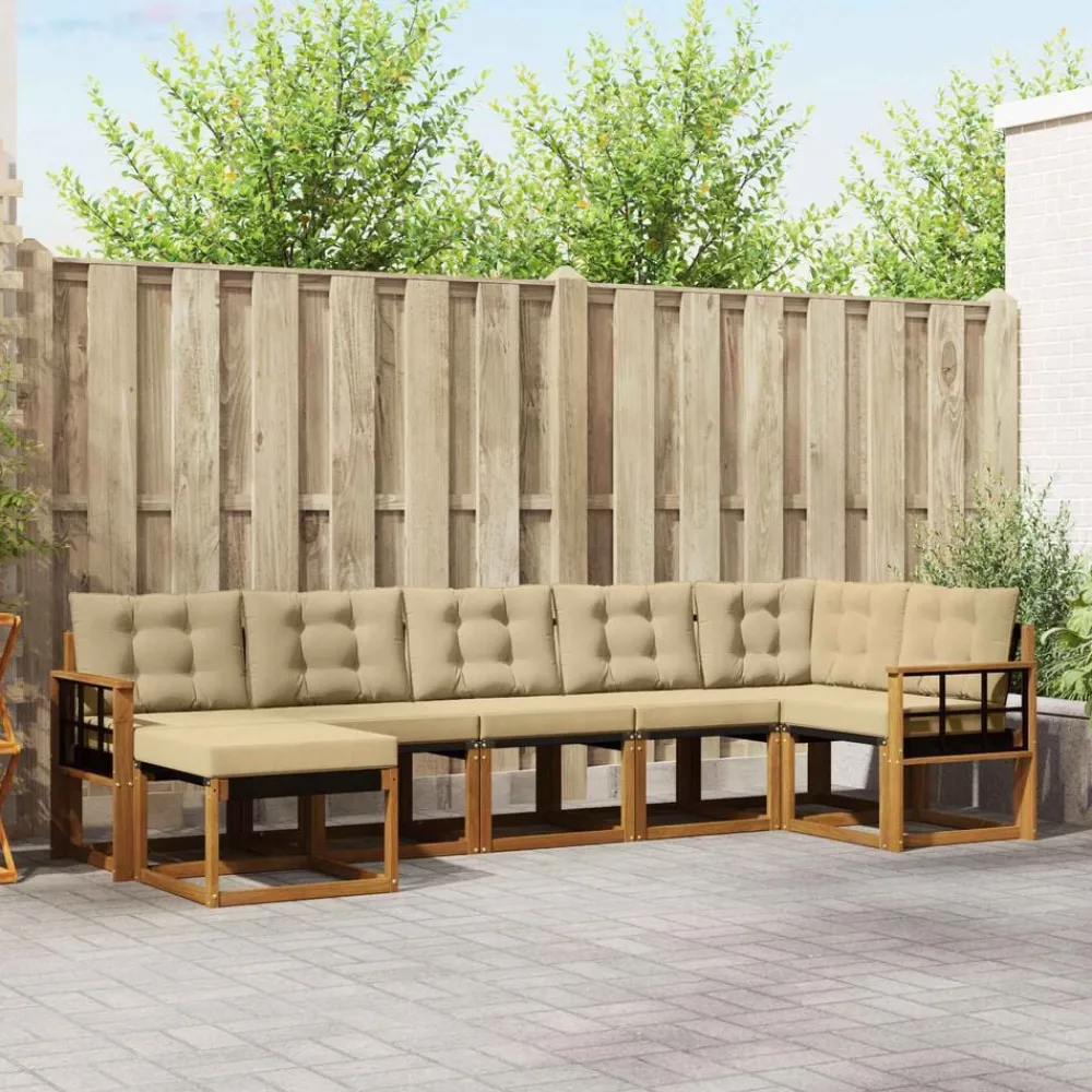 vidaXL Conjuntos De Muebles-Conjunto de sofás de exterior con cojín 7 pcs