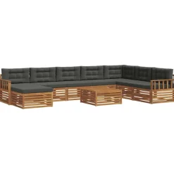 vidaXL Conjunto de sofás de exterior 9 pcs Natural y antracita Outlet