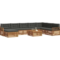 vidaXL Conjunto de sofás de exterior 9 pcs Natural y antracita Outlet