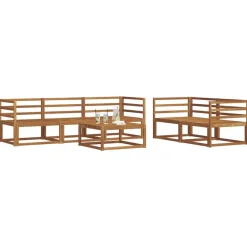 vidaXL Conjunto de sofás de exterior 6 pcs Gris Natural y Claro Gris claro y natural Discount