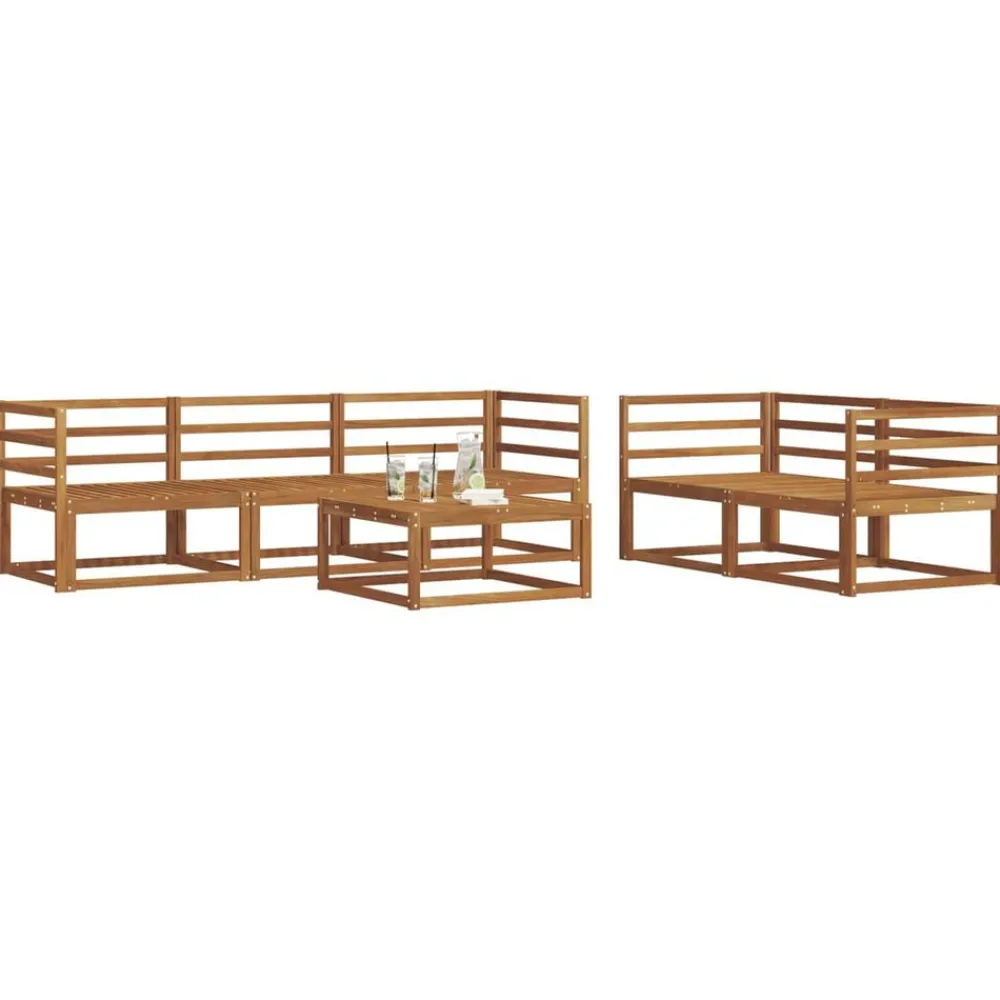 vidaXL Conjunto de sofás de exterior 6 pcs Gris Natural y Claro Gris claro y natural Discount