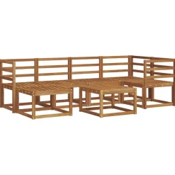 vidaXL Conjunto de sofás de exterior 7 pcs Gris Natural y Claro Gris claro y natural