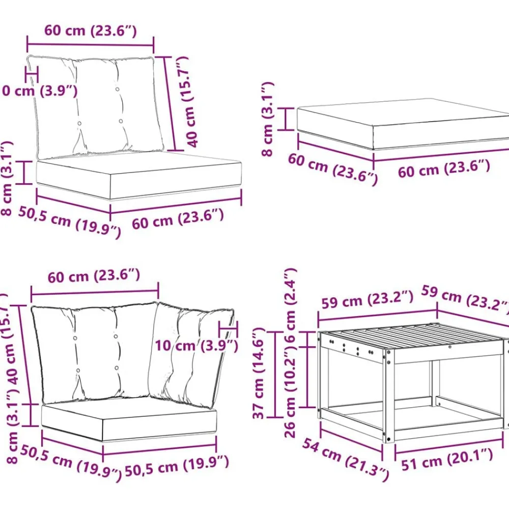 vidaXL Conjuntos De Muebles-Conjunto de sofás de exterior con cojín 8 pcs