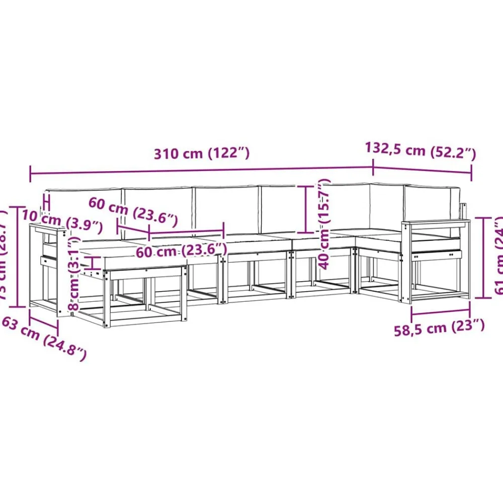 vidaXL Conjunto de sofás de exterior con cojín 7 pcs Natural y beige Online