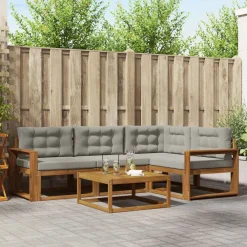 vidaXL Conjunto de sofás de exterior 5 pcs Gris Natural y Claro Gris claro y natural Online