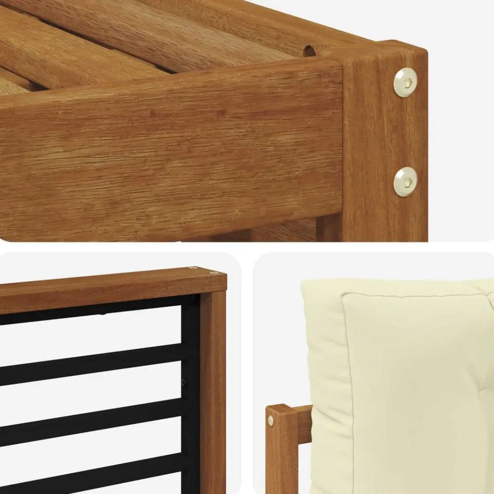 vidaXL Conjunto de sofás de exterior con cojín 4 pcs Natural y crema Hot