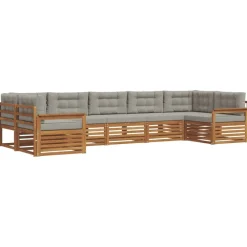 vidaXL Conjuntos De Muebles-Conjunto de sofás de exterior 7 pcs Gris Natural y Claro