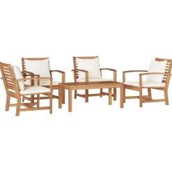 vidaXL Muebles De Jardín-Conjunto de sofás de jardín 5 pcs Natural Madera de teca maciza