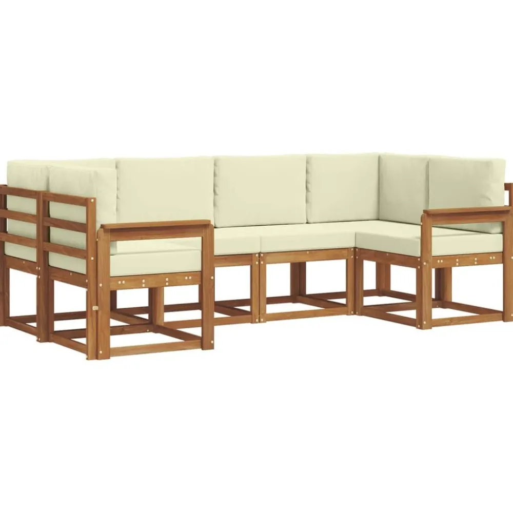 vidaXL Conjunto de sofás de exterior con cojín 6 pcs Natural y crema Online