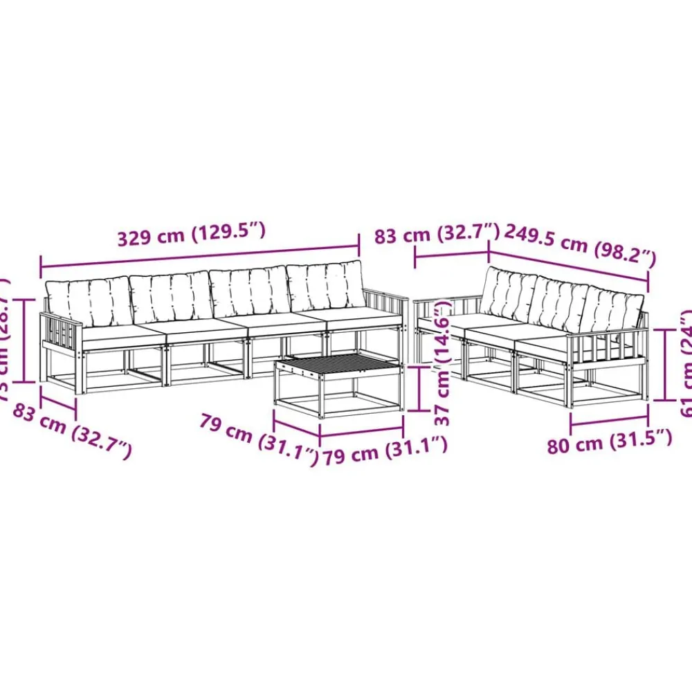 vidaXL Conjuntos De Muebles-Conjunto de sofás de exterior con cojín 8 pcs