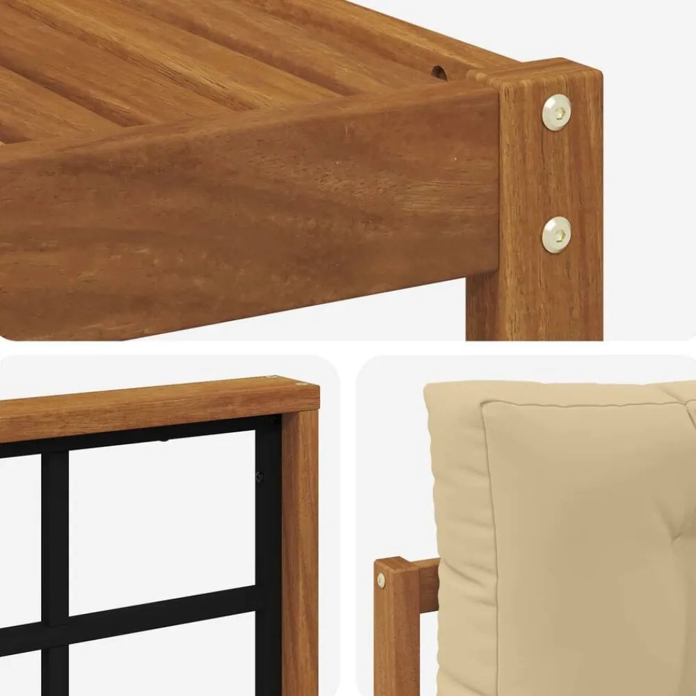vidaXL Conjunto de sofás de exterior con cojín 6 pcs Natural y beige Outlet