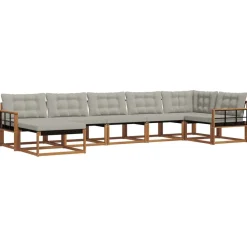 vidaXL Conjuntos De Muebles-Conjunto de sofás de exterior 7 pcs Gris Natural y Claro