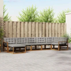 vidaXL Conjuntos De Muebles-Conjunto de sofás de exterior 7 pcs Gris Natural y Claro
