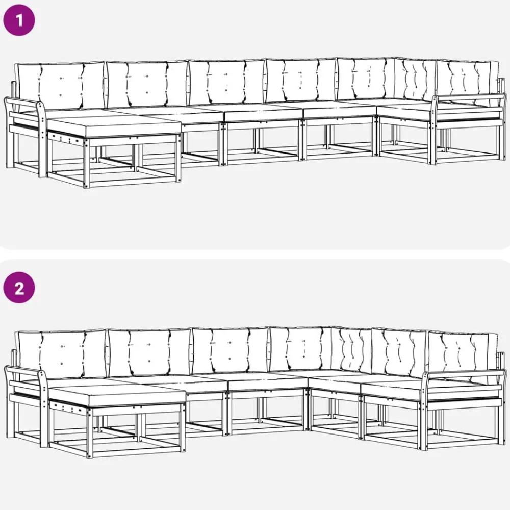 vidaXL Conjuntos De Muebles-Conjunto de sofás de exterior 7 pcs Gris Natural y Claro