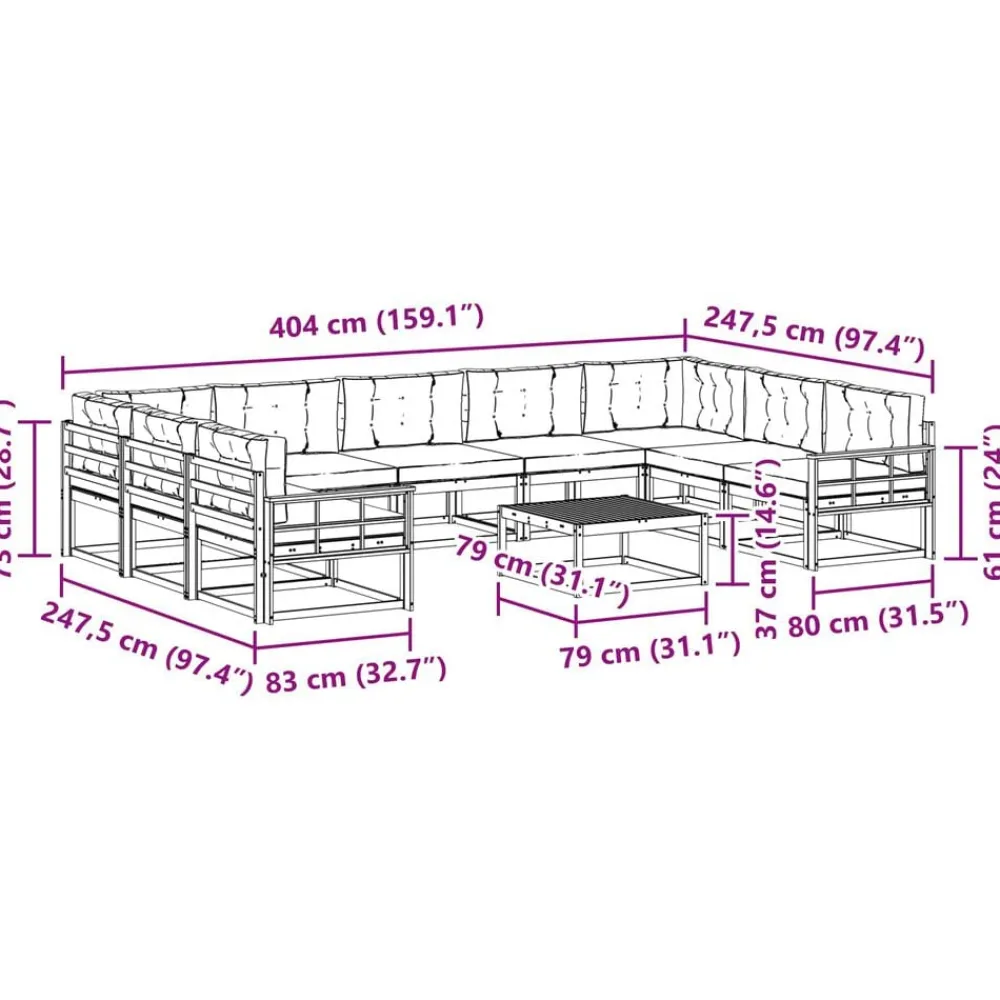 vidaXL Conjuntos De Muebles-Conjunto de sofás de exterior 10 pcs Gris Natural y Claro