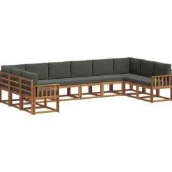 vidaXL Conjunto de sofás de exterior 10 pcs Natural y antracita Best