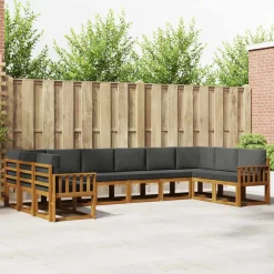 vidaXL Conjunto de sofás de exterior 10 pcs Natural y antracita Best