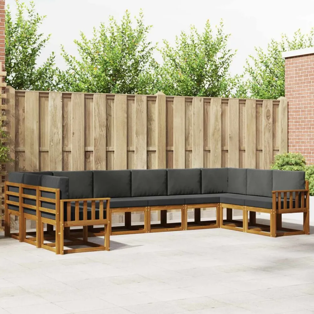 vidaXL Conjunto de sofás de exterior 10 pcs Natural y antracita Best