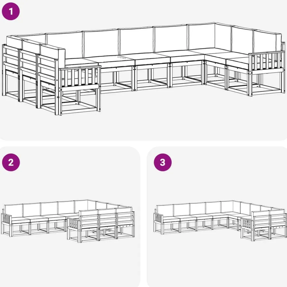 vidaXL Conjunto de sofás de exterior 10 pcs Natural y antracita Best