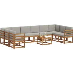 vidaXL Conjunto de sofás de exterior 11 pcs Gris Natural y Claro Gris claro y natural Discount