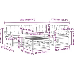 vidaXL Conjunto de sofás de exterior con cojín 5 pcs Natural y negro