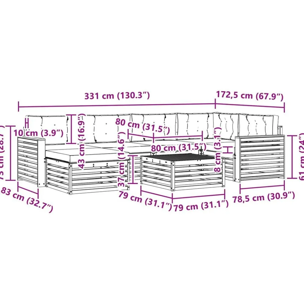 vidaXL Conjunto de sofás de exterior con cojín 7 pcs Natural y beige Discount