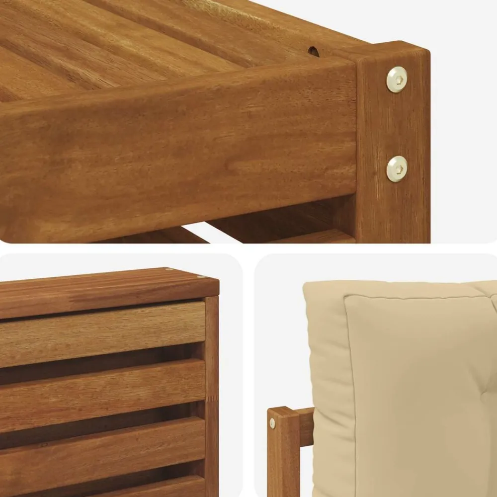 vidaXL Conjunto de sofás de exterior con cojín 7 pcs Natural y beige Discount