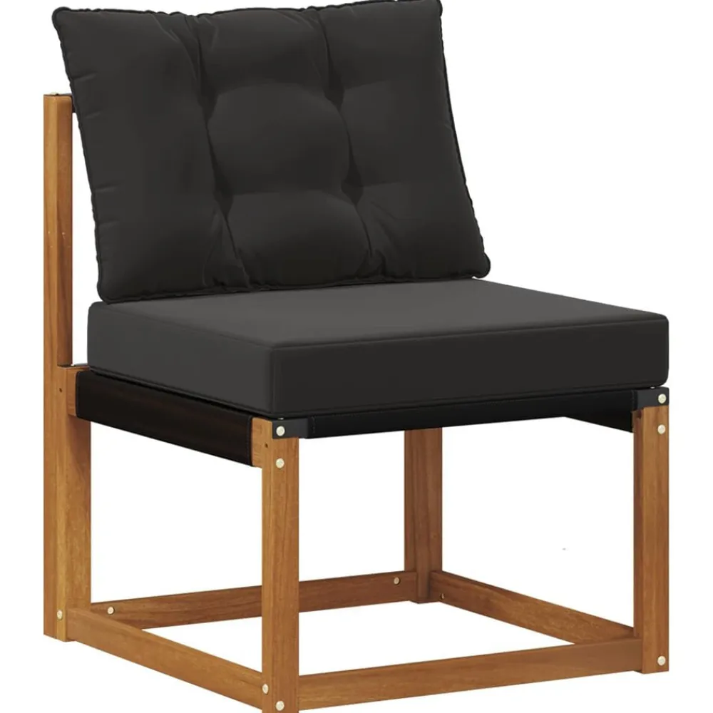 vidaXL Conjunto de sofás de exterior con cojín 6 pcs Natural y negro Clearance