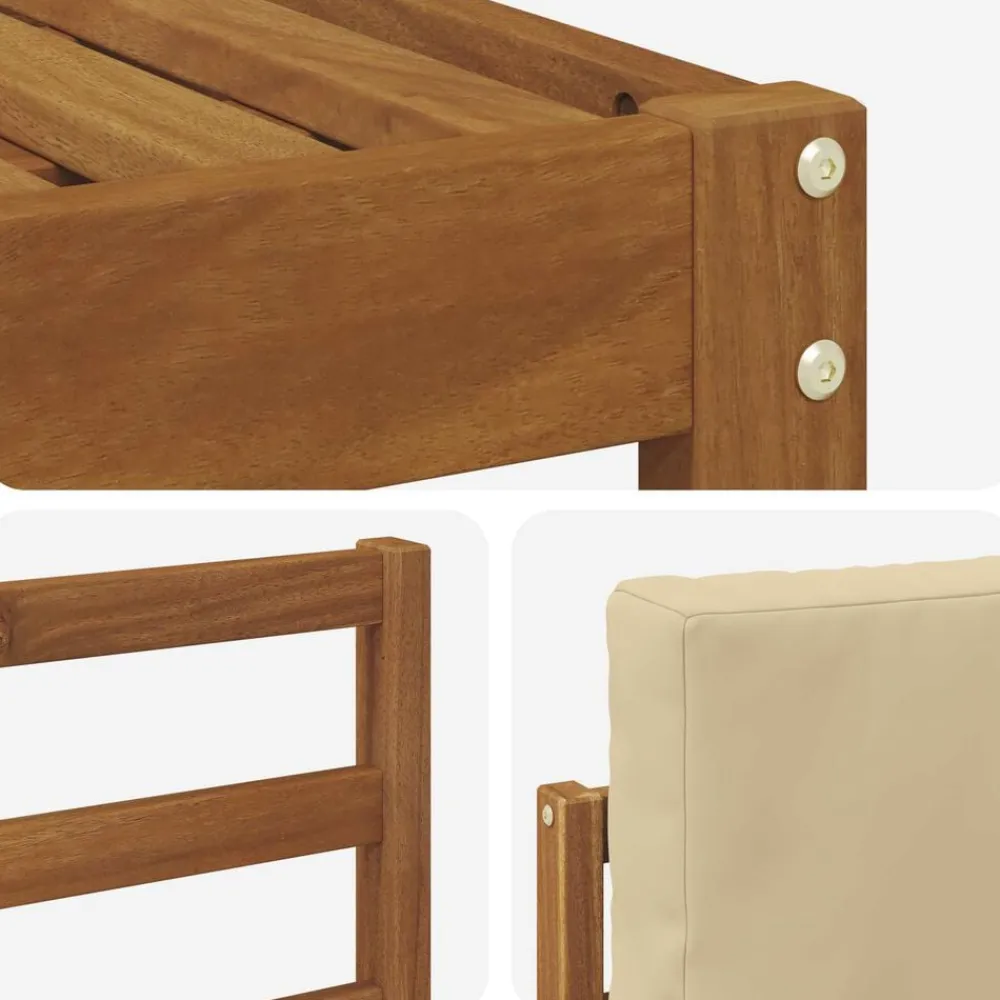 vidaXL Conjunto de sofás de exterior con cojín 7 pcs Natural y beige New