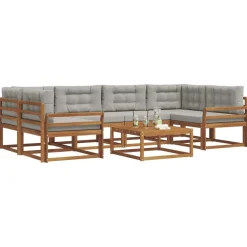 vidaXL Conjuntos De Muebles-Conjunto de sofás de exterior 7 pcs Gris Natural y Claro