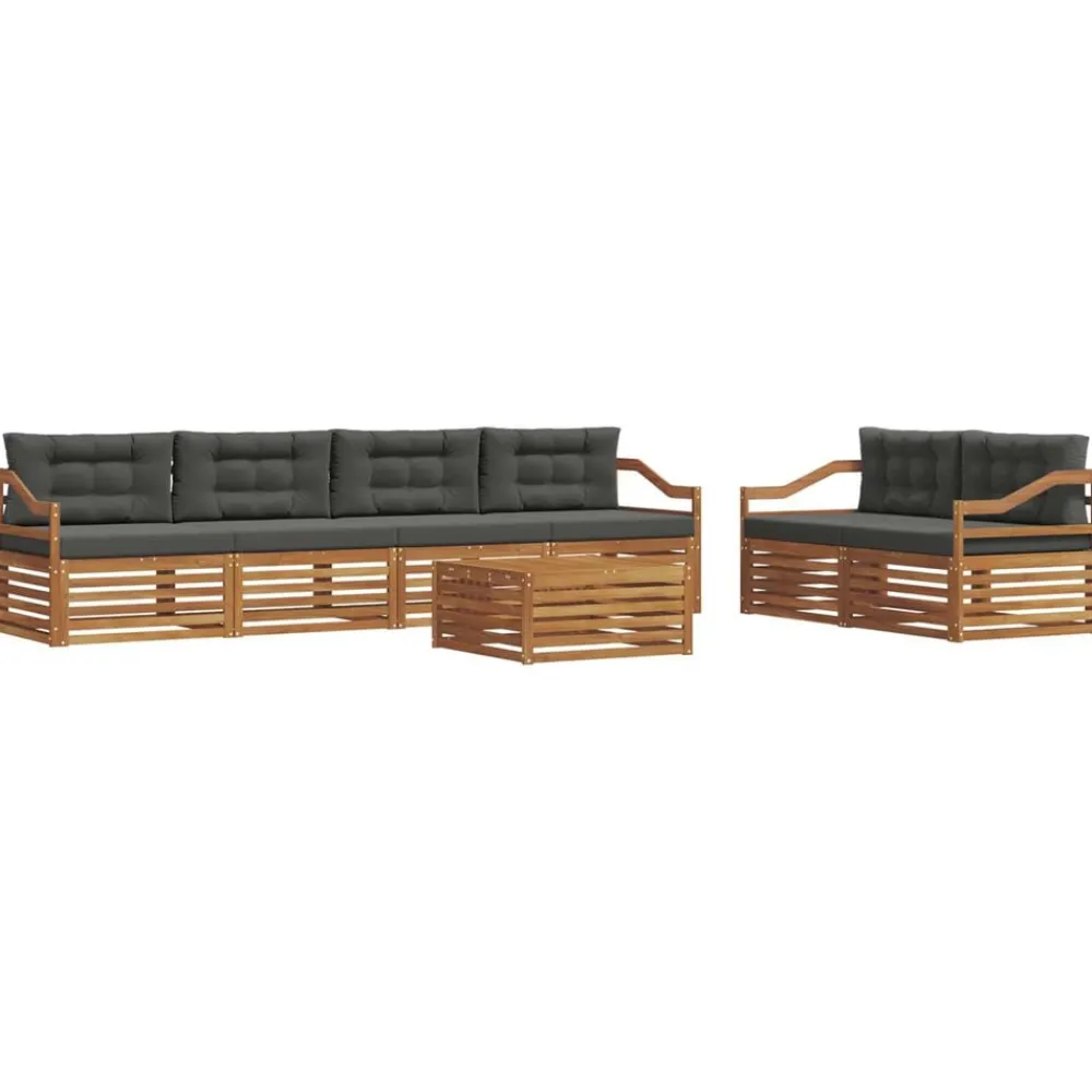 vidaXL Conjunto de sofás de exterior 7 pcs Natural y antracita