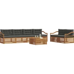 vidaXL Conjunto de sofás de exterior 7 pcs Natural y antracita