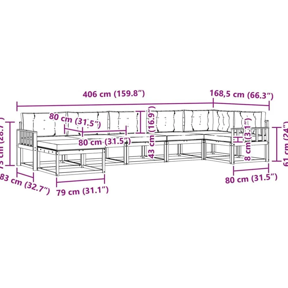 vidaXL Conjuntos De Muebles-Conjunto de sofás de exterior 7 pcs Gris Natural y Claro