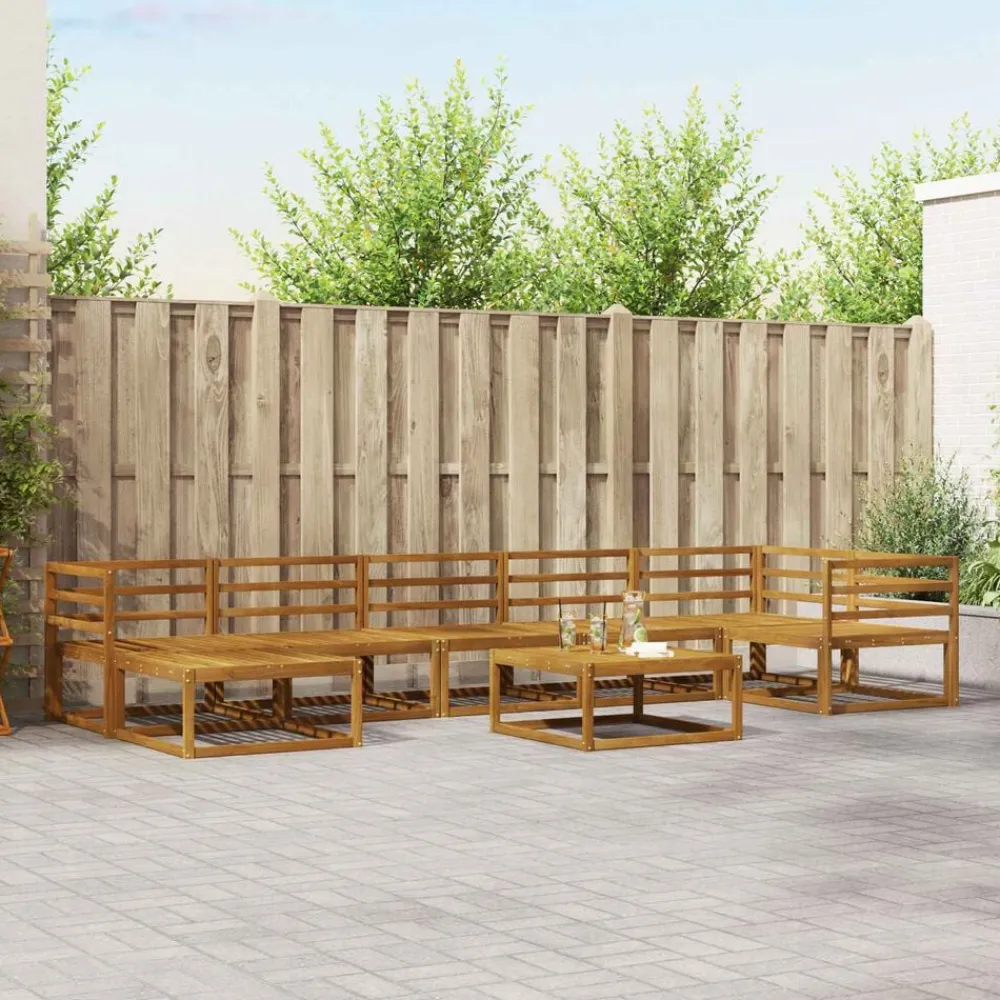 vidaXL Conjunto de sofás de exterior 8 pcs Natural Discount