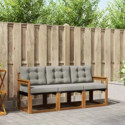 vidaXL Conjuntos De Muebles-Conjunto de sofás de exterior 3 pcs Gris Natural y Claro